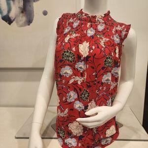 Elaine rose,  womens, size L, red with pink, blue, green and white tank blouse